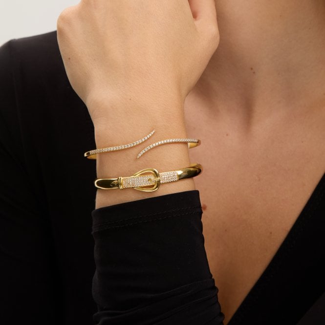 Jon Richard Jon Richard 18ct Gold Plated And Pave Buckle Bangle
