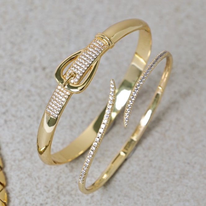 Jon Richard Jon Richard 18ct Gold Plated And Pave Buckle Bangle