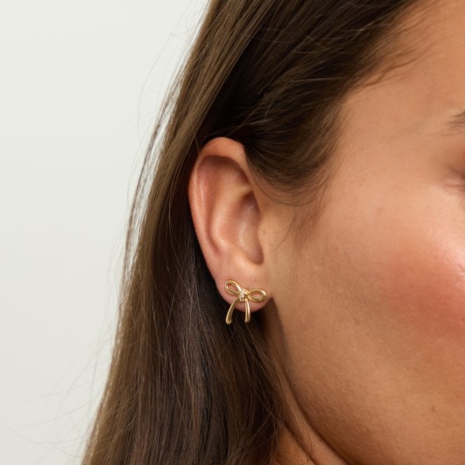 Jon Richard Jon Richard 18ct Gold Plated Bow Earrings - Hanging Heart