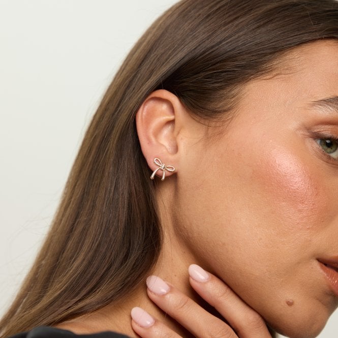 Jon Richard Jon Richard 18ct Gold Plated Bow Earrings - Hanging Heart