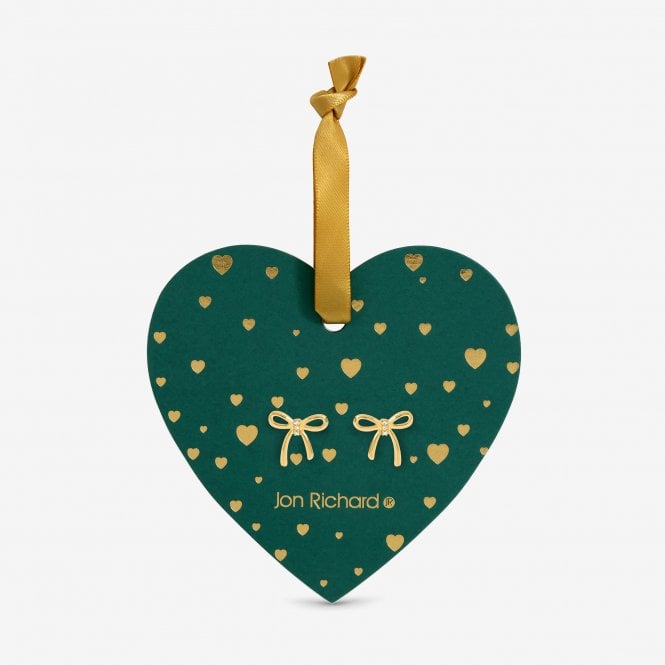 jon richard Jon Richard 18ct Gold Plated Bow Earrings - Hanging Heart jon richard Jon Richard 18ct Gold Plated Bow Earrings - Hanging Heart