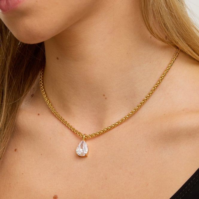 Jon Richard Jon Richard 18ct Gold Plated Chain And Cubic Zirconia Peardrop Necklace