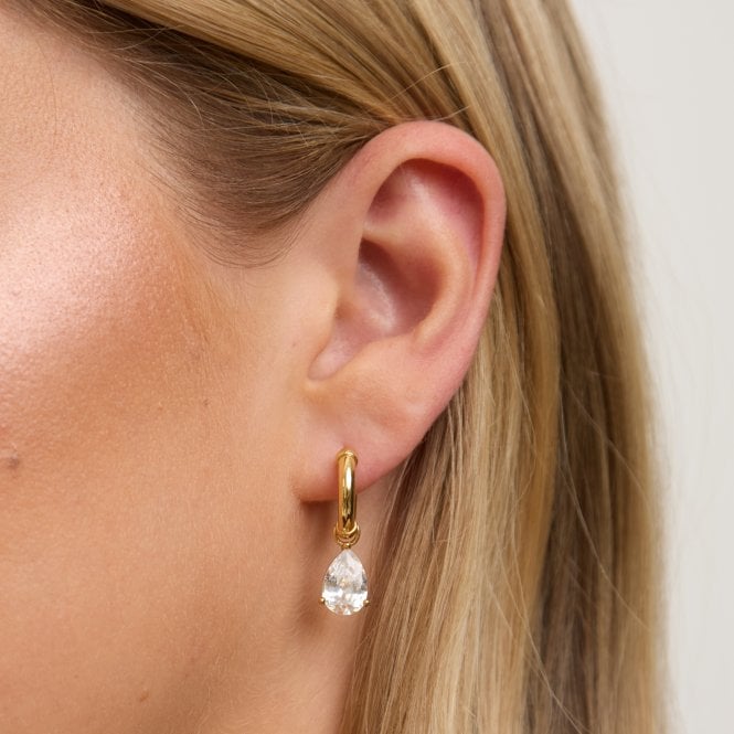 Jon Richard Jon Richard 18ct Gold Plated Chain And Cubic Zirconia Peardrop Earrings