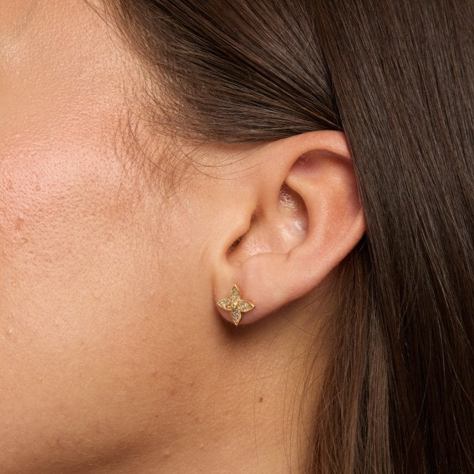 Jon Richard Jon Richard 18ct Gold Plated Clover Earrings - Gift Cracker