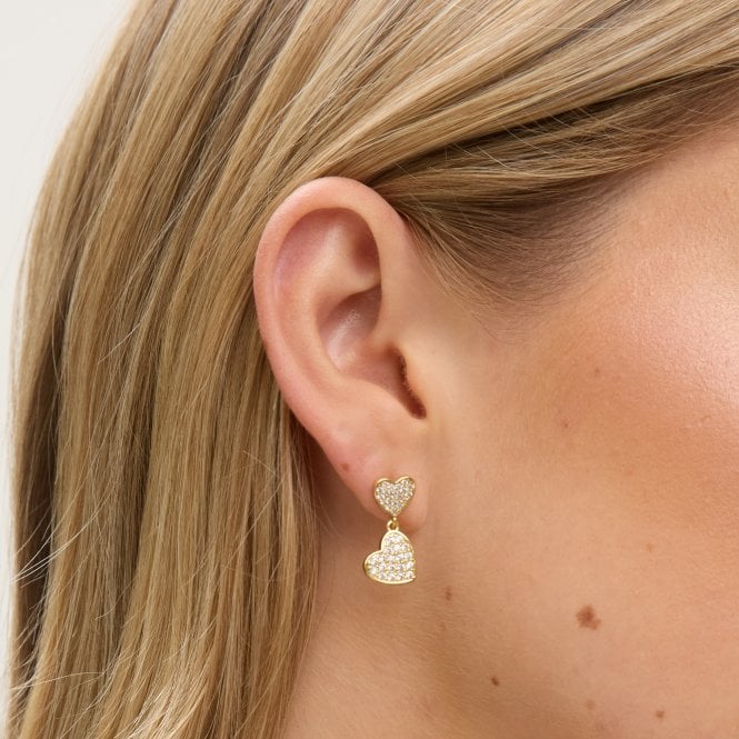 Jon Richard Jon Richard 18ct Gold Plated Micro Pave Heart Earrings