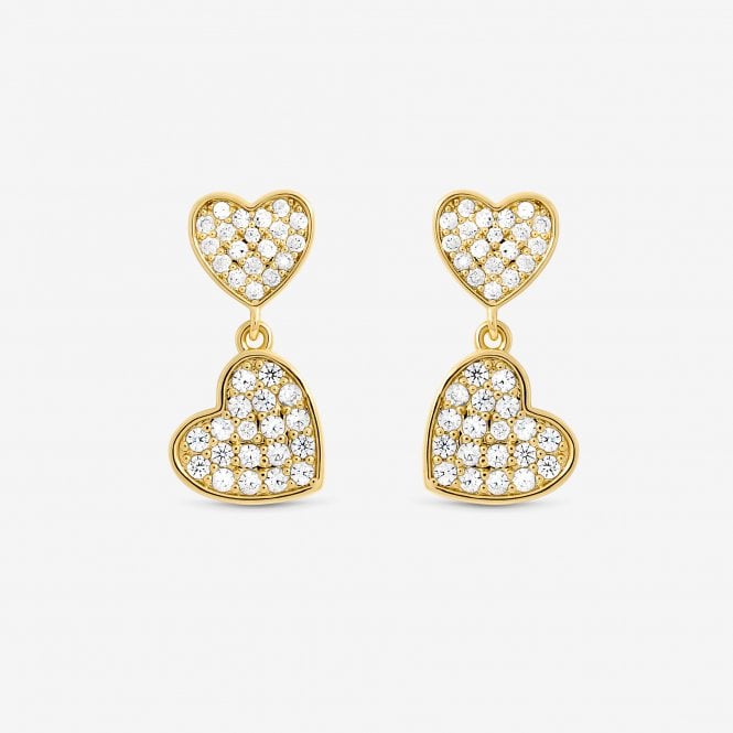 jon richard Jon Richard 18ct Gold Plated Micro Pave Heart Earrings