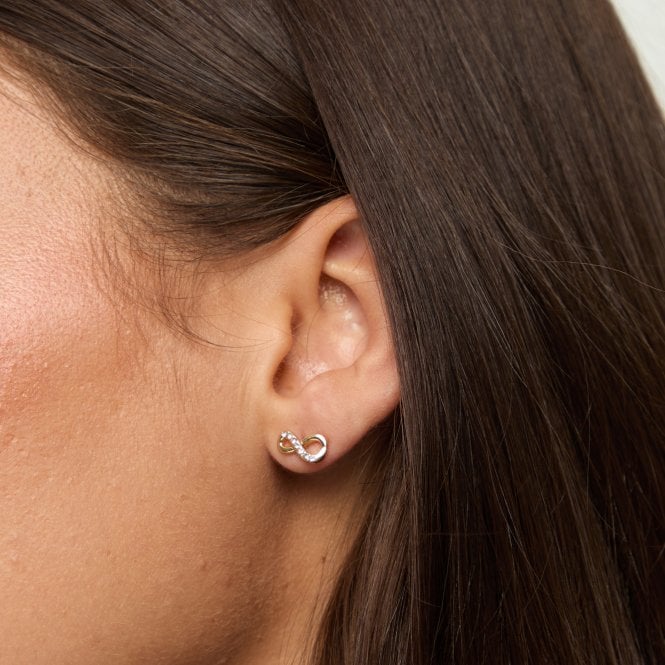 Jon Richard Jon Richard 18ct Gold Plated Pave Infinity Earrings - Hanging Heart