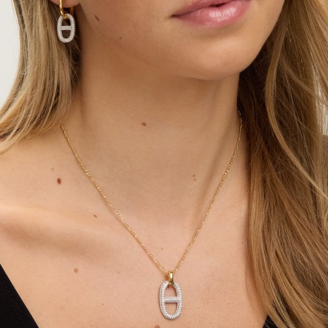 Jon Richard Jon Richard 18ct Gold Plated Two Tone Pave Link Necklace