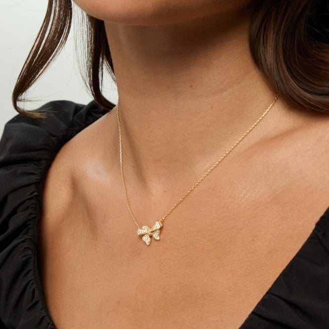 Jon Richard Jon Richard 18K Gold Plate Bow Pendant - Gift Box