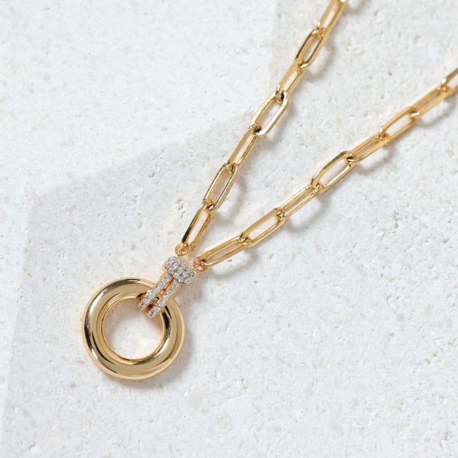 Jon Richard Jon Richard 18K Gold Plated And Pave Link Chain Necklace