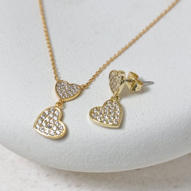 Jon Richard Jon Richard 18K Gold Plated Micro Pave And Heart Necklace