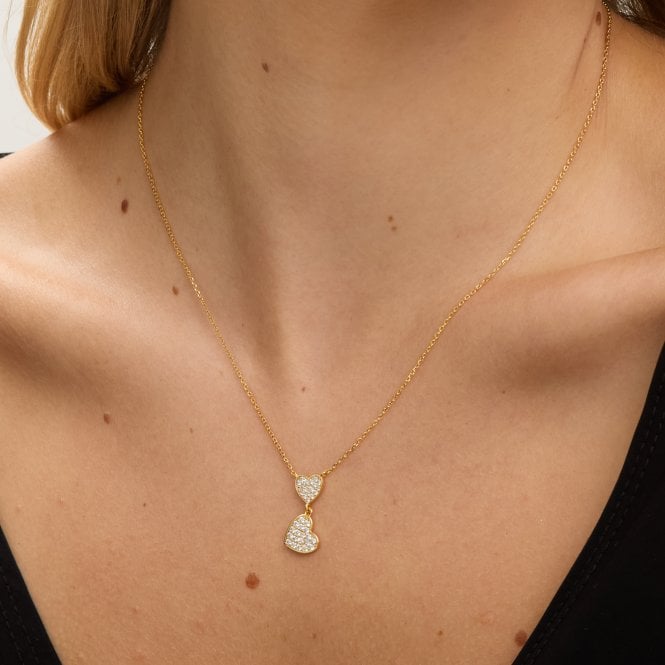 Jon Richard Jon Richard 18K Gold Plated Micro Pave And Heart Necklace