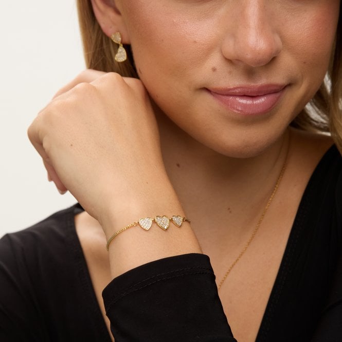 jon richard Jon Richard 18K Gold Plated Micro Pave Heart Bracelet