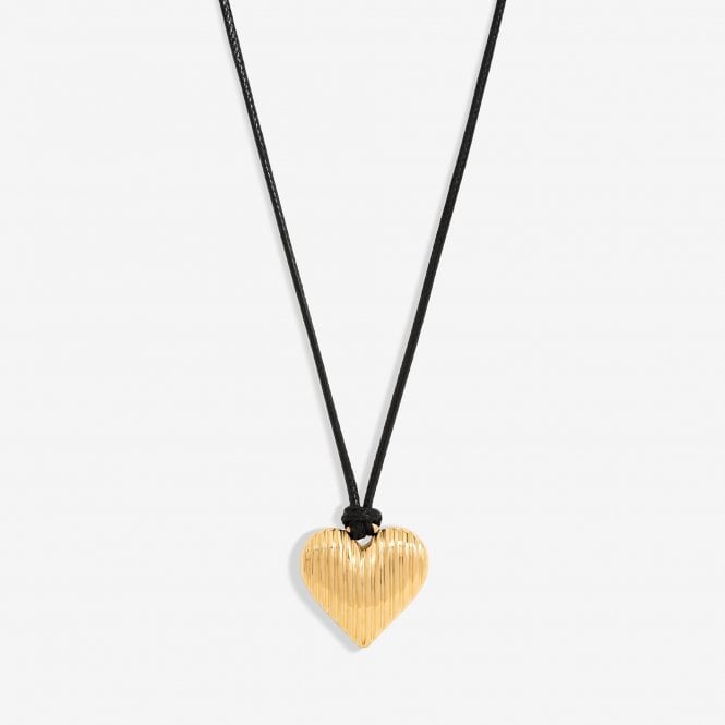 jon richard Jon Richard Black Cord And Gold Plated Ridge Heart Pendant