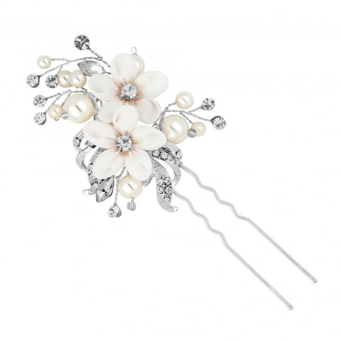 jon richard Jon Richard Cream fabric flower spray hair pin