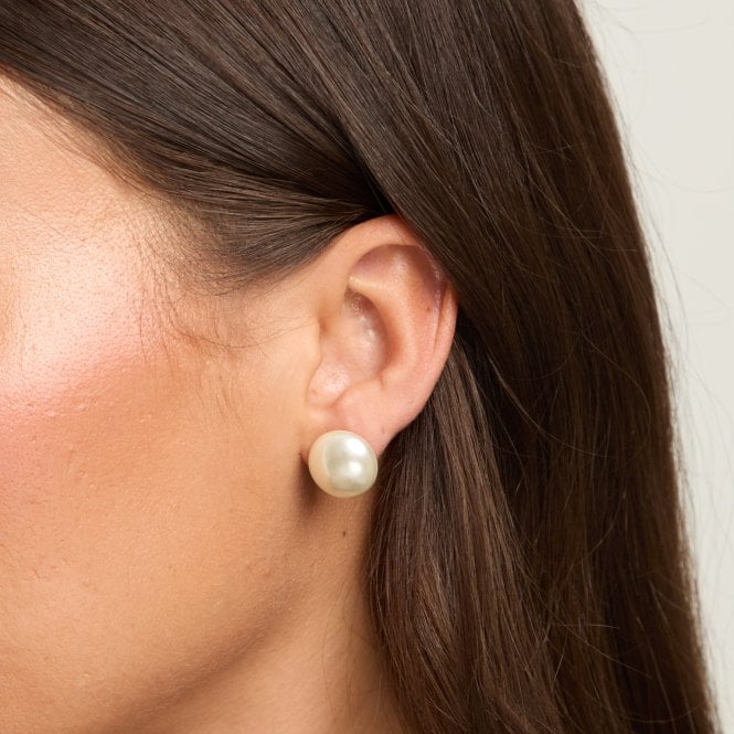 Jon Richard Jon Richard Cream Large Bouton Pearl Earrings