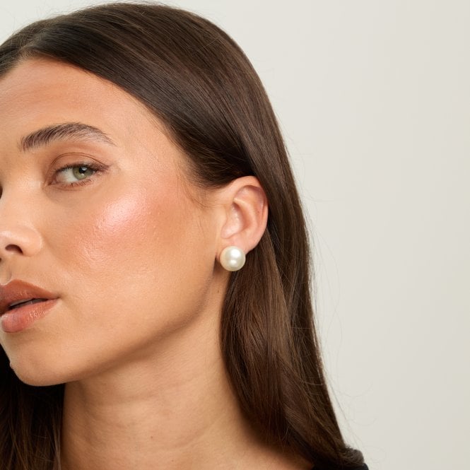 Jon Richard Jon Richard Cream Large Bouton Pearl Earrings