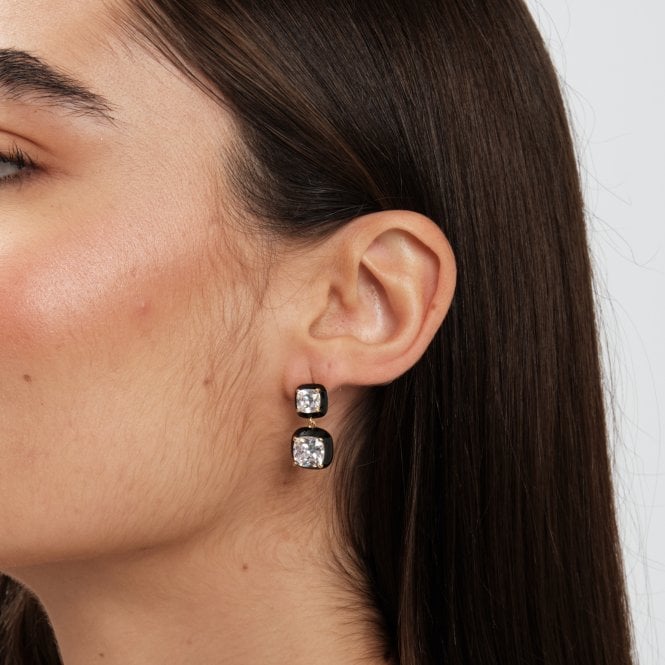 Jon Richard Jon Richard Crystal And Enamel Double Drop Earrings