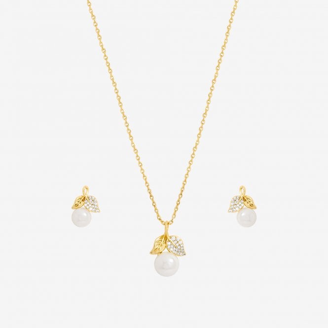 Jon Richard Jon Richard Cubic Zirconia Pearl And Leaf Set - Gift Box