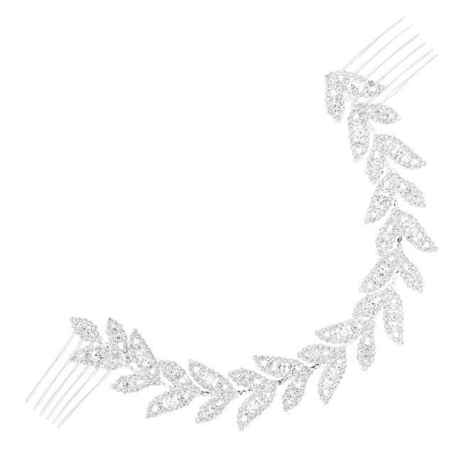 Jon Richard Jon Richard Eva Diamante Leaf Double Comb - Gift Pouch