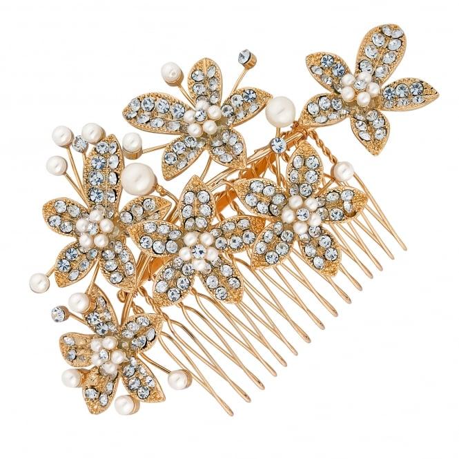 jon richard Jon Richard Gold Pearl Flower Hair Comb - Gift Pouch