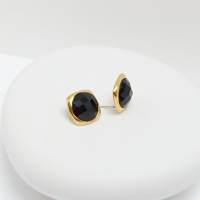 Jon Richard Jon Richard Gold Plate And Jet Facet Stud Earrings