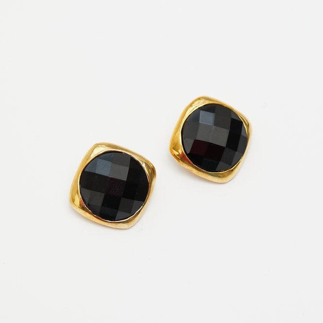 Jon Richard Jon Richard Gold Plate And Jet Facet Stud Earrings