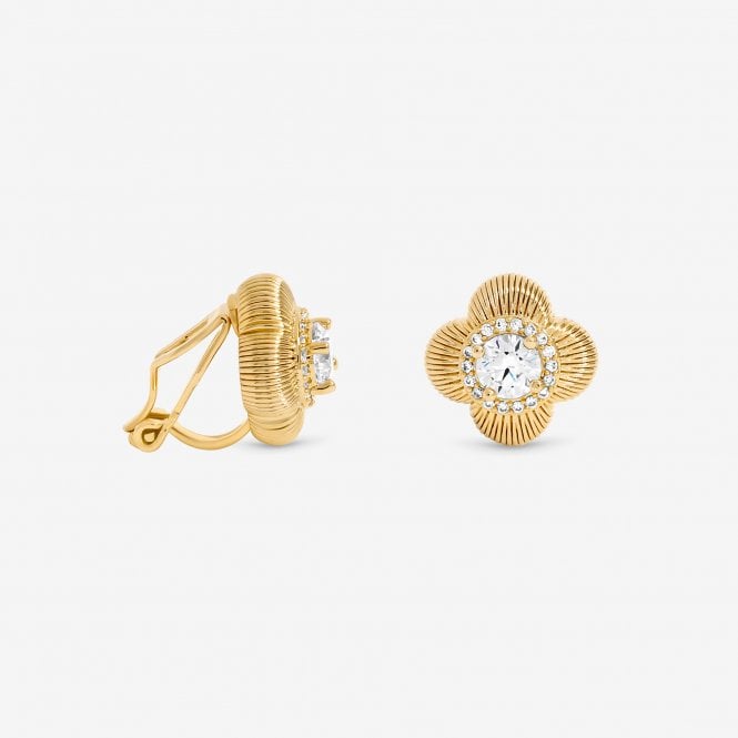 jon richard Jon Richard Gold Plated and Crystal Clover Earrings