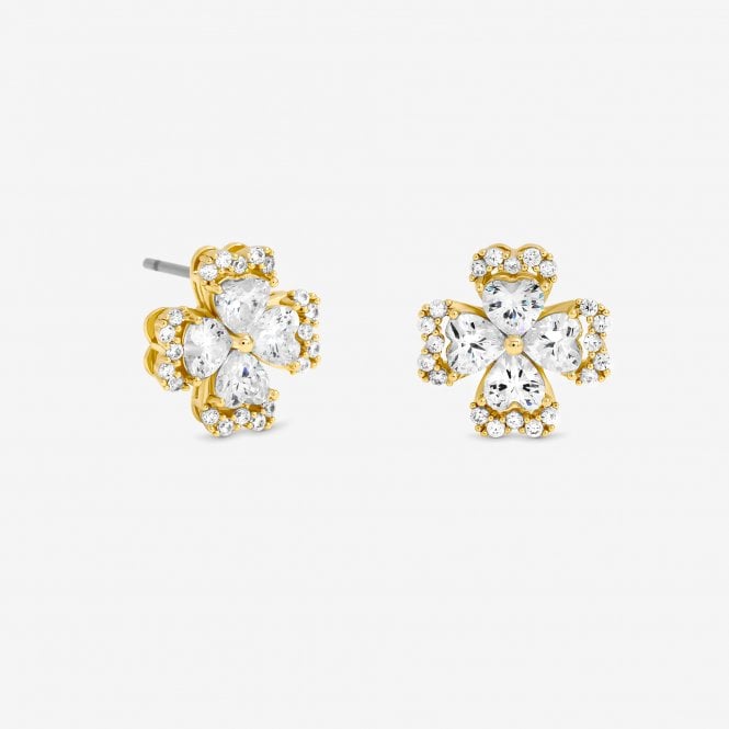 jon richard Jon Richard Gold Plated and Crystal Clover Stud Earrings