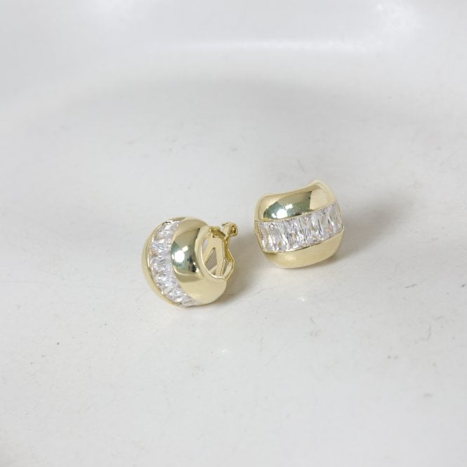 Jon Richard Jon Richard Gold Plated And Crystal Dome Clip Earrings