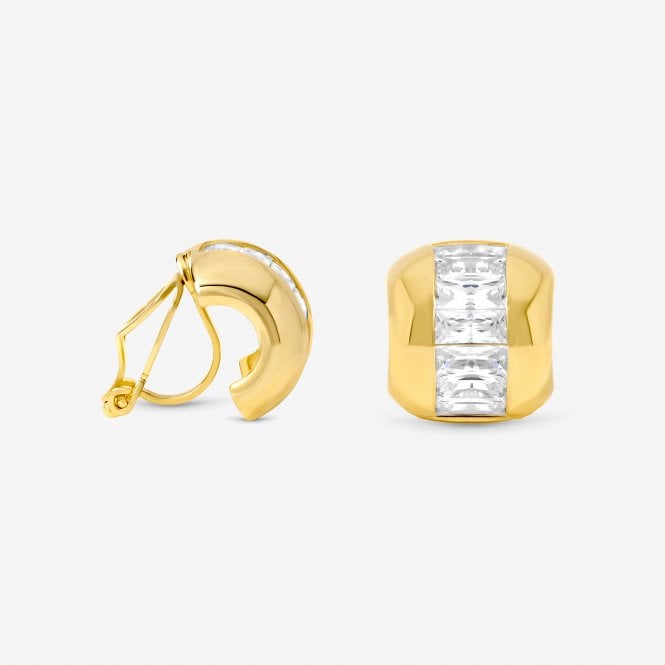 jon richard Jon Richard Gold Plated and Crystal Dome Clip Earrings jon richard Jon Richard Gold Plated and Crystal Dome Clip Earrings