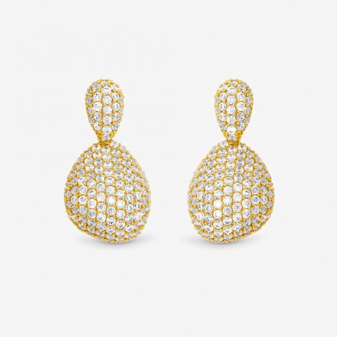 jon richard Jon Richard Gold Plated and Crystal Double Drop Dome Earrings