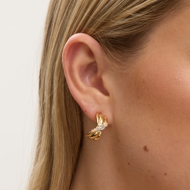 Jon Richard Jon Richard Gold Plated And Crystal Half Hoop Earrings