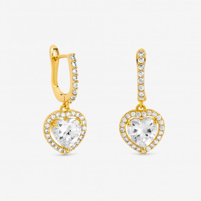 jon richard Jon Richard Gold Plated and Crystal Halo Heart Hoop Earrings