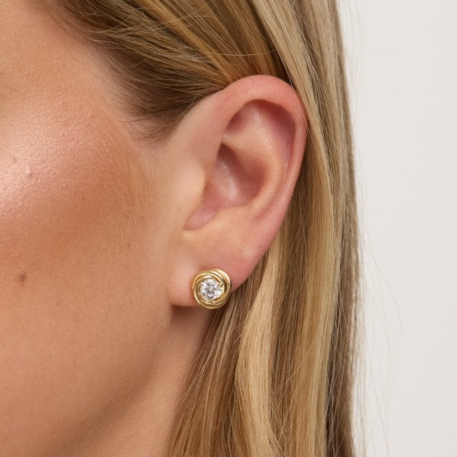 Jon Richard Jon Richard Gold Plated And Crystal Knot Earrings