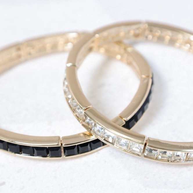 Jon Richard Jon Richard Gold Plated And Cubic Zirconia Jet Stretch Bracelet