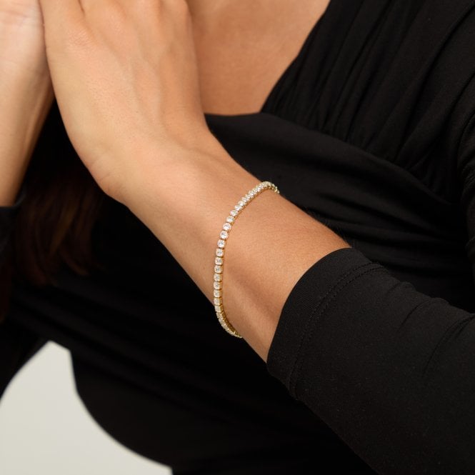 Jon Richard Jon Richard Gold Plated And Cubic Zirconia Round Tennis Bracelet