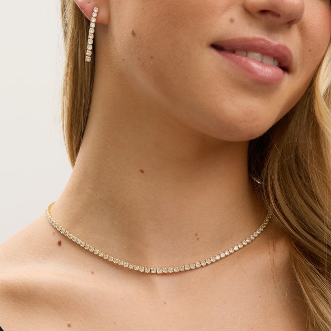 Jon Richard Jon Richard Gold Plated And Cubic Zirconia Round Tennis Earrings