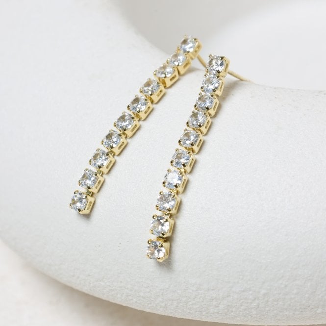 Jon Richard Jon Richard Gold Plated And Cubic Zirconia Round Tennis Earrings