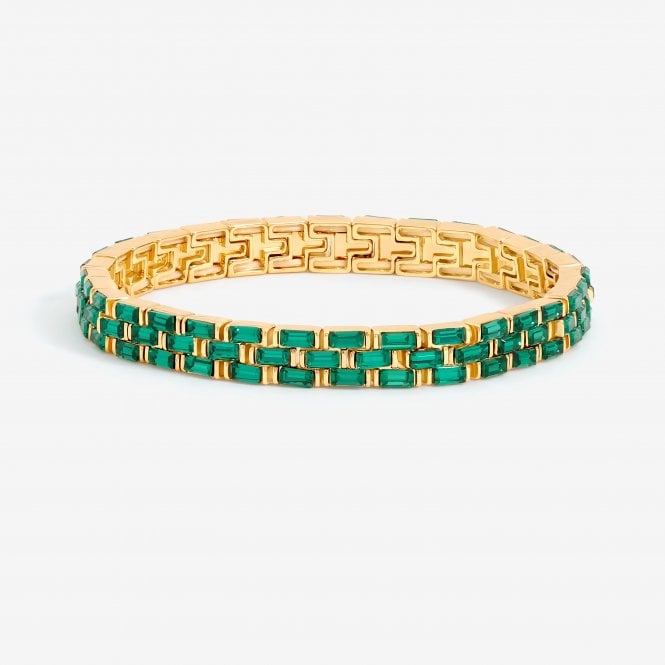 jon richard Jon Richard Gold Plated and Emerald Chain Stretch Bracelet