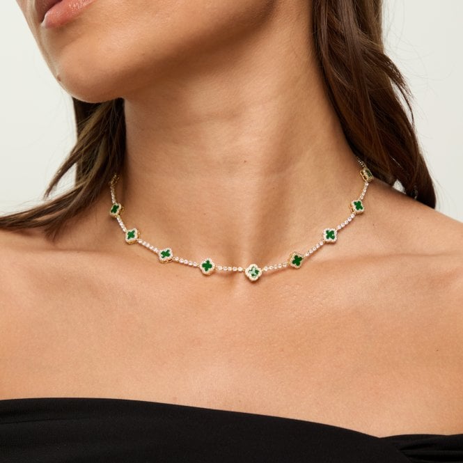 Jon Richard Jon Richard Gold Plated And Emerald Clover Necklace - Gift Box