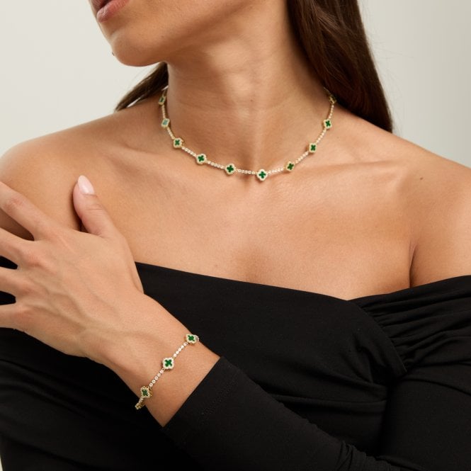 Jon Richard Jon Richard Gold Plated And Emerald Clover Necklace - Gift Box
