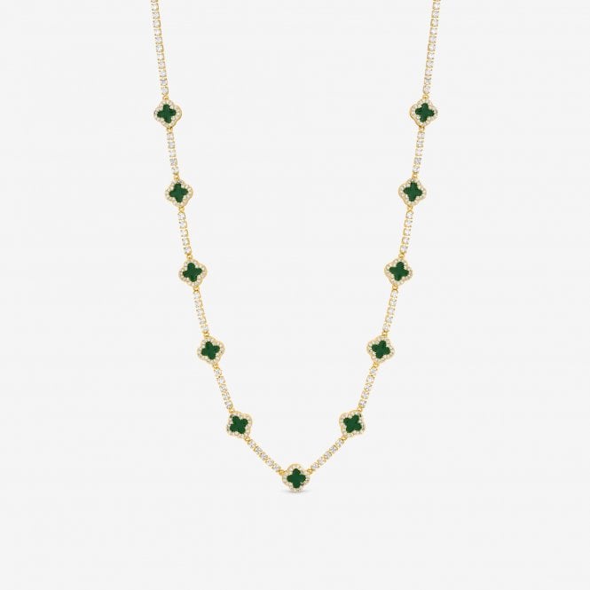 Jon Richard Jon Richard Gold Plated And Emerald Clover Necklace - Gift Box