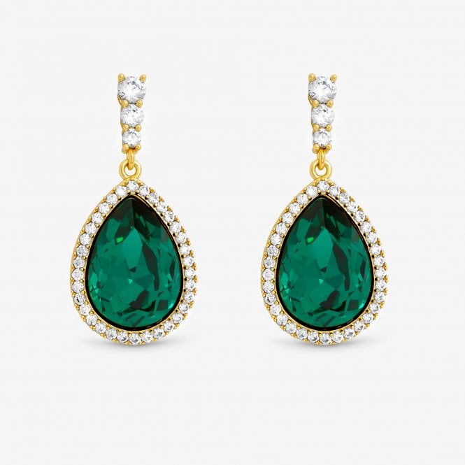 jon richard Jon Richard Gold Plated and Emerald Pear Drop Earrings