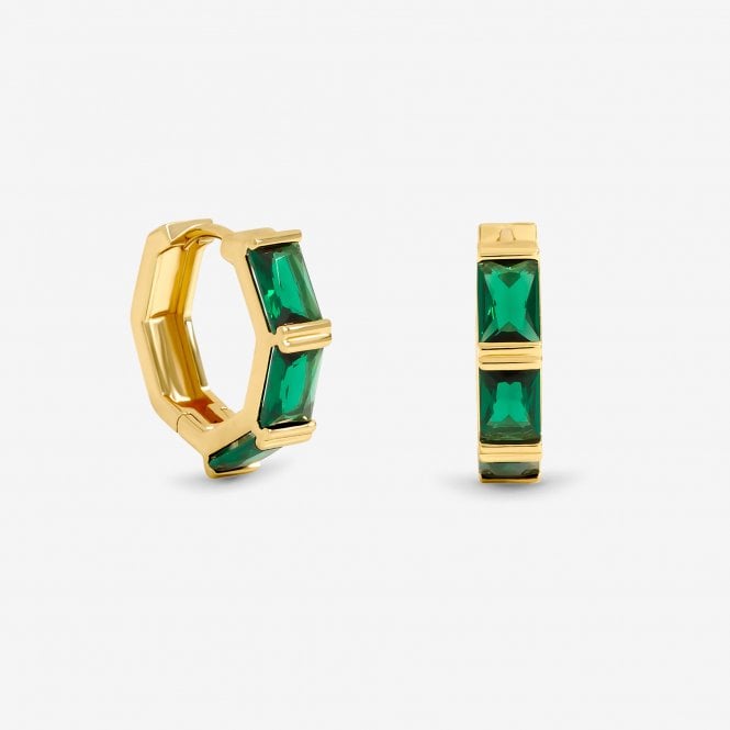 jon richard Jon Richard Gold Plated and Emerlald Stone Hoop Earrings