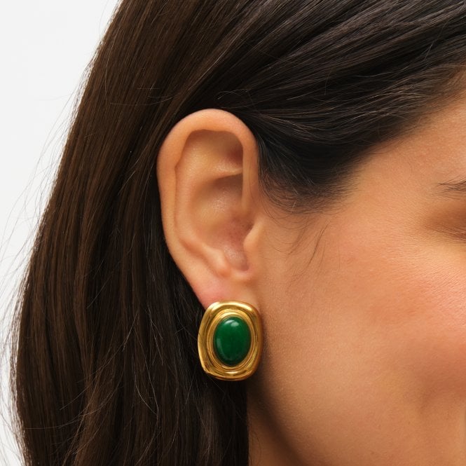 Jon Richard Jon Richard Gold Plated And Green Statement Earrings