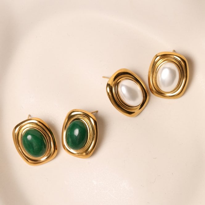 Jon Richard Jon Richard Gold Plated And Green Statement Earrings