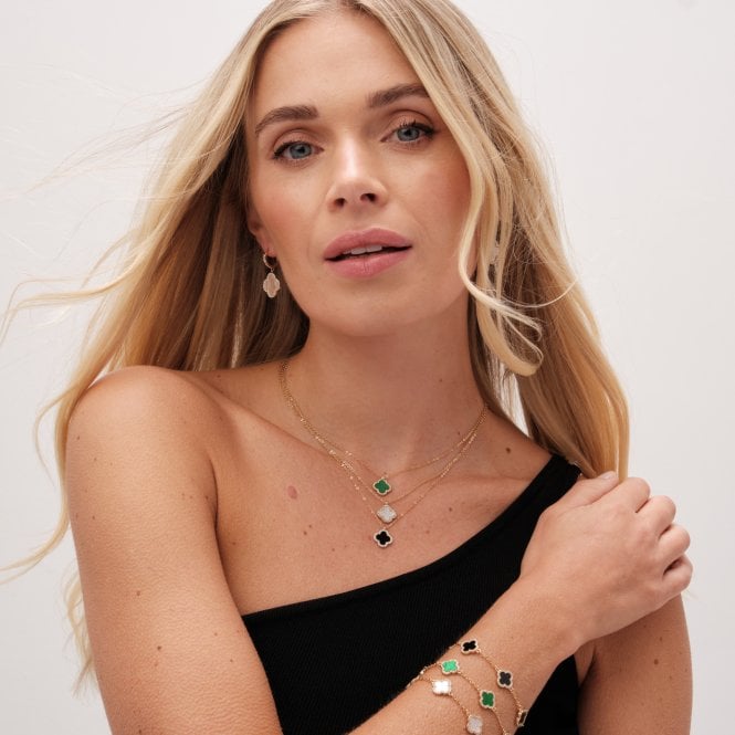 Jon Richard Jon Richard Gold Plated And Jet Clover Pendant Necklace