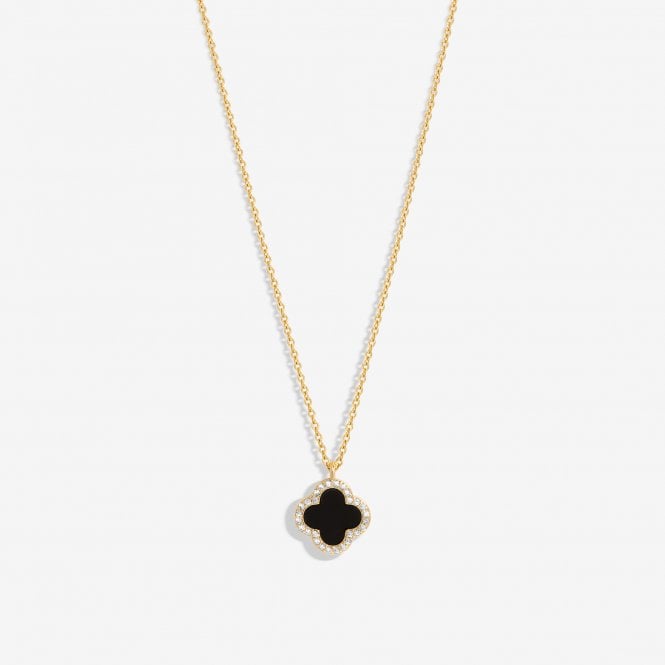 jon richard Jon Richard Gold Plated and Jet Clover Pendant Necklace