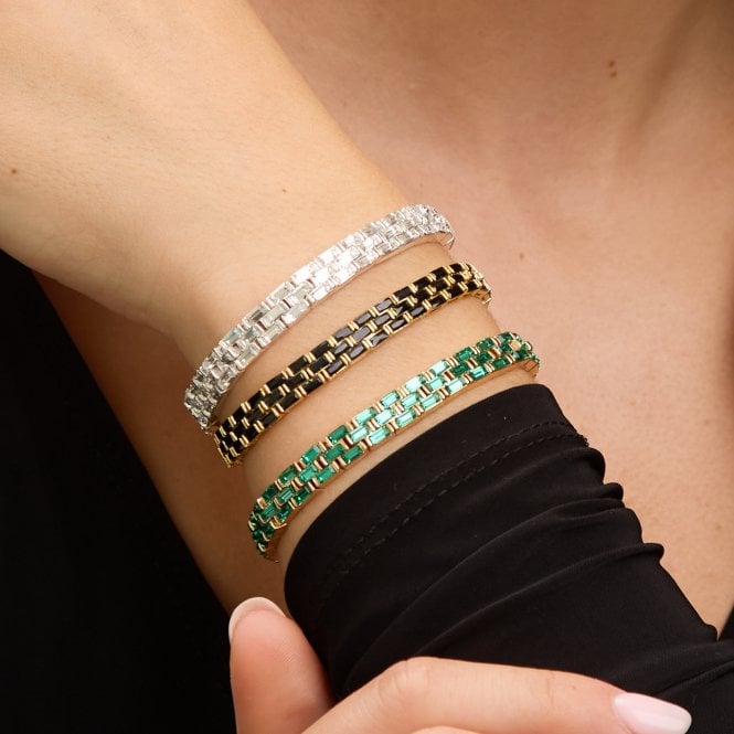 Jon Richard Jon Richard Gold Plated And Jet Crystal Chain Stretch Bracelet